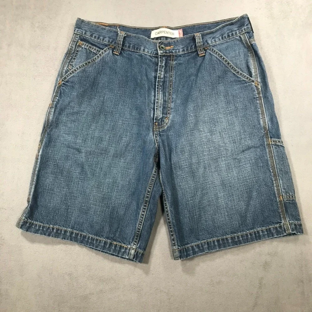 Levi's Carpenter Jean Shorts Men's 36 Blue Denim Y2K Baggy Loose Vintage Jorts